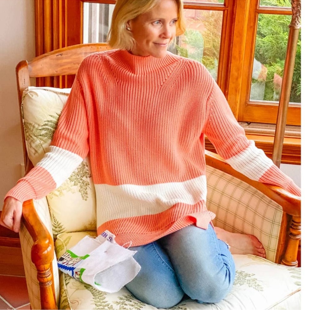 Tuckernuck Broadway Stripe Sweater Tunic Coral size Small
